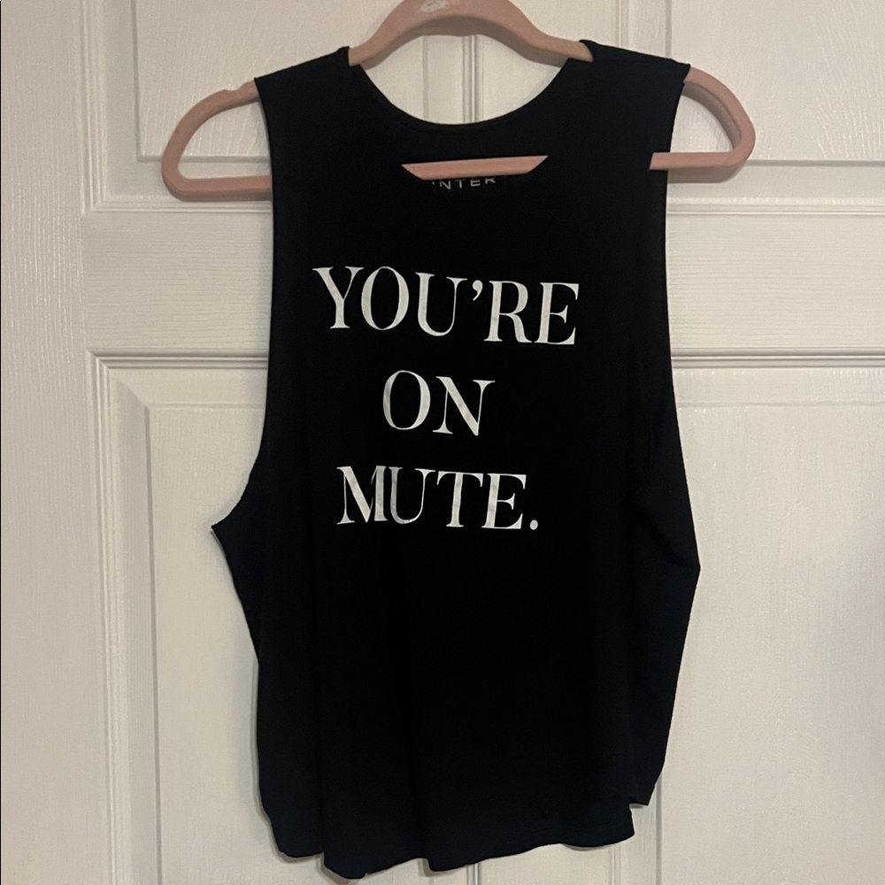 YOU'RE ON MUTE Sleeveless Graphic Tank Top - Black